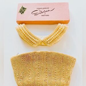 Vintage Faux Pearl Collar & Purse